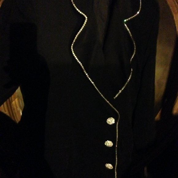 Black Solini Rhinestone-Trimmed Black Jacket - Picture 1 of 9